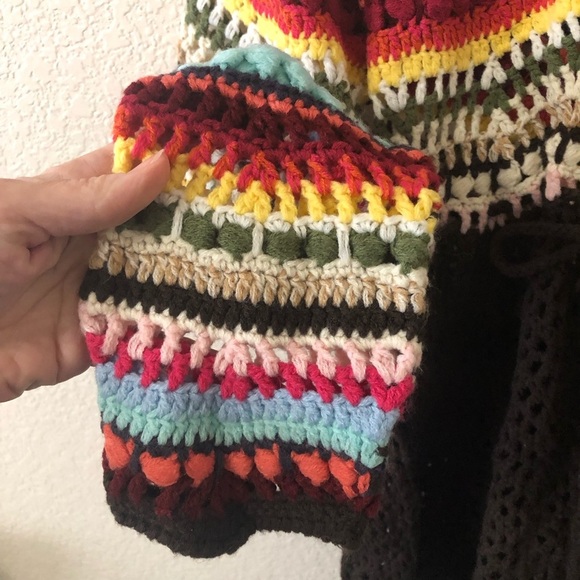 Boston Proper Crochet Knit Rainbow Baby Doll Cardigan Sweater - Size Small - Picture 2 of 9